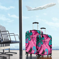 Plumeria Polynesian Pattern Luggage Cover Unique Fantasy Pink Teal LT01 - Polynesian Pride