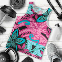 Plumeria Polynesian Pattern Men Tank Top Unique Fantasy Pink Teal
