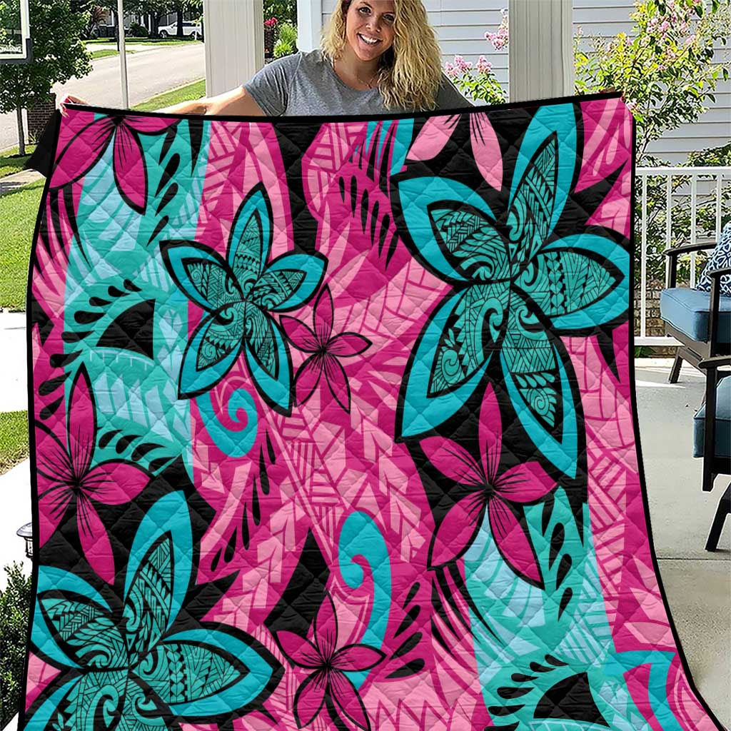 Plumeria Polynesian Pattern Quilt Unique Fantasy Pink Teal LT01 Pink - Polynesian Pride