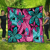 Plumeria Polynesian Pattern Quilt Unique Fantasy Pink Teal LT01 - Polynesian Pride
