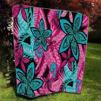 Plumeria Polynesian Pattern Quilt Unique Fantasy Pink Teal LT01 - Polynesian Pride