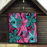 Plumeria Polynesian Pattern Quilt Unique Fantasy Pink Teal LT01 - Polynesian Pride