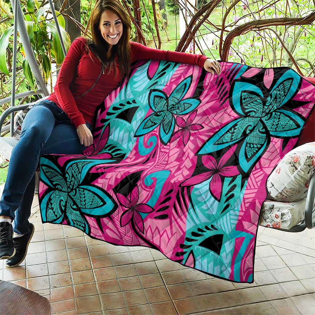 Plumeria Polynesian Pattern Quilt Unique Fantasy Pink Teal LT01 - Polynesian Pride