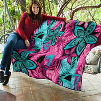 Plumeria Polynesian Pattern Quilt Unique Fantasy Pink Teal LT01 - Polynesian Pride
