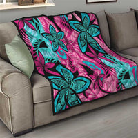 Plumeria Polynesian Pattern Quilt Unique Fantasy Pink Teal LT01 - Polynesian Pride