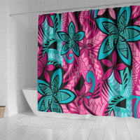 Plumeria Polynesian Pattern Shower Curtain Unique Fantasy Pink Teal LT01 - Polynesian Pride