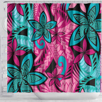 Plumeria Polynesian Pattern Shower Curtain Unique Fantasy Pink Teal LT01 - Polynesian Pride