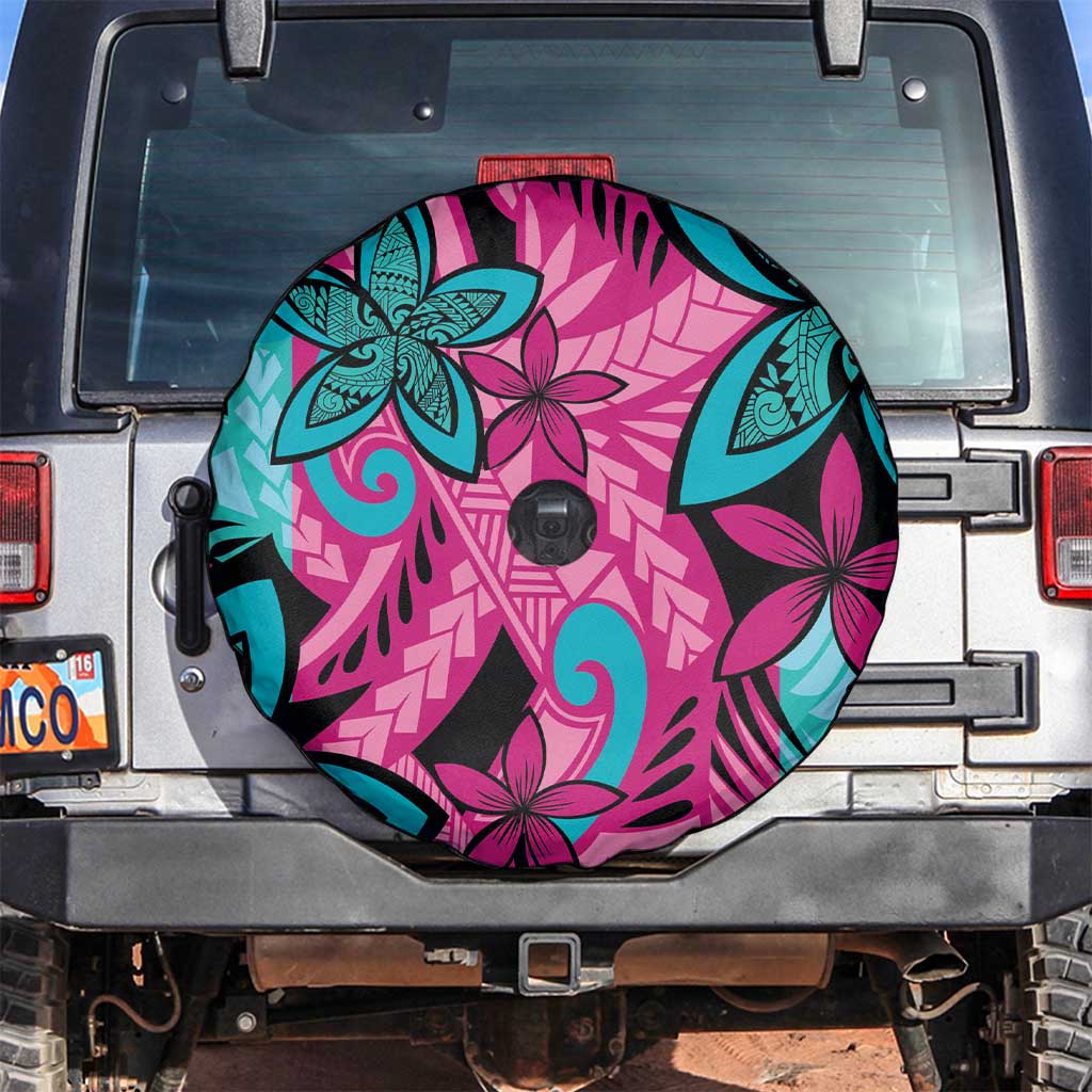Plumeria Polynesian Pattern Spare Tire Cover Unique Fantasy Pink Teal LT01 Pink - Polynesian Pride
