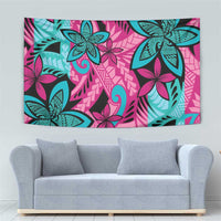 Plumeria Polynesian Pattern Tapestry Unique Fantasy Pink Teal LT01 - Polynesian Pride