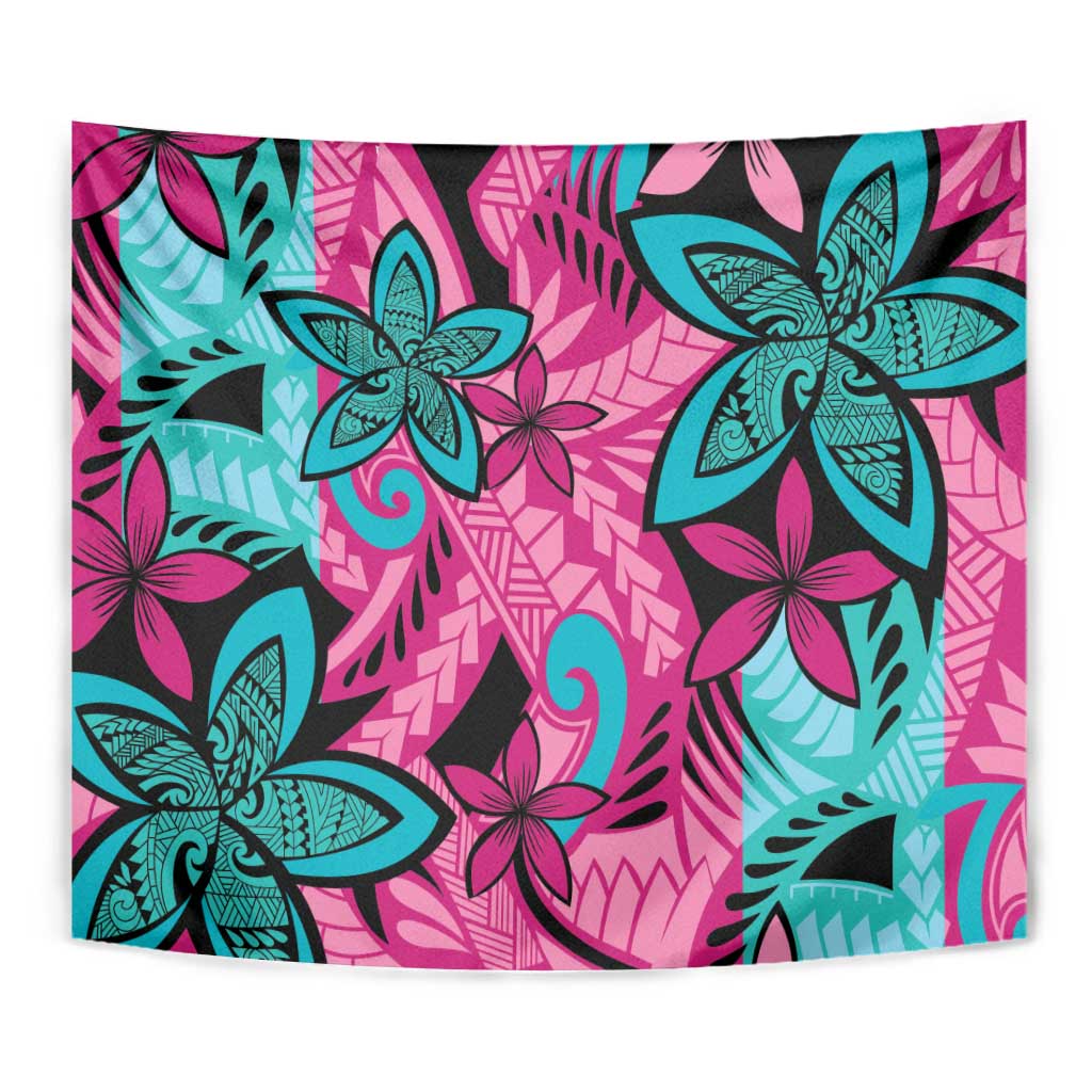 Plumeria Polynesian Pattern Tapestry Unique Fantasy Pink Teal LT01 - Polynesian Pride