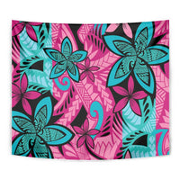 Plumeria Polynesian Pattern Tapestry Unique Fantasy Pink Teal LT01 - Polynesian Pride
