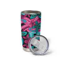 Plumeria Polynesian Pattern Tumbler Cup Unique Fantasy Pink Teal LT01 - Polynesian Pride