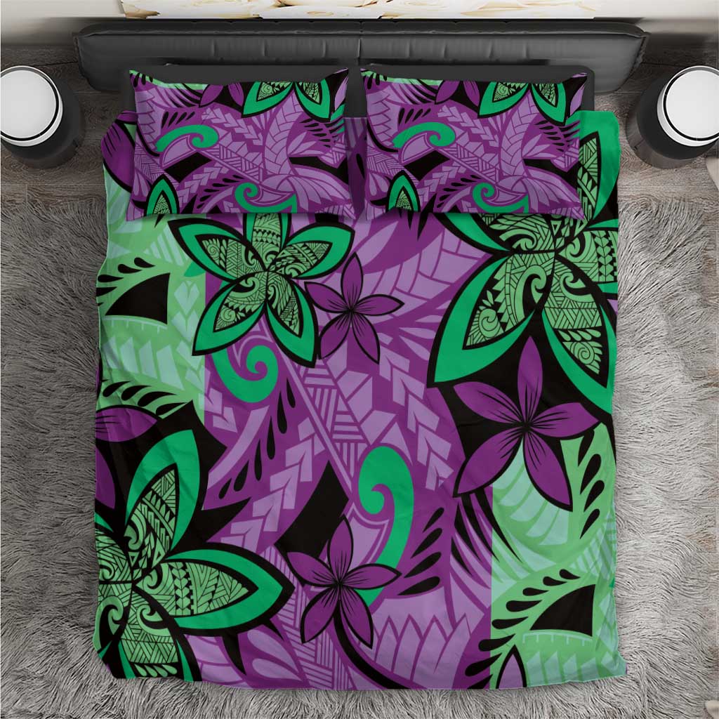 Plumeria Polynesian Pattern Bedding Set Unique Fantasy Purple Green LT01 Purple - Polynesian Pride