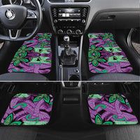 Plumeria Polynesian Pattern Car Mats Unique Fantasy Purple Green