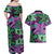 Plumeria Polynesian Pattern Couples Matching Off Shoulder Maxi Dress and Hawaiian Shirt Unique Fantasy Purple Green
