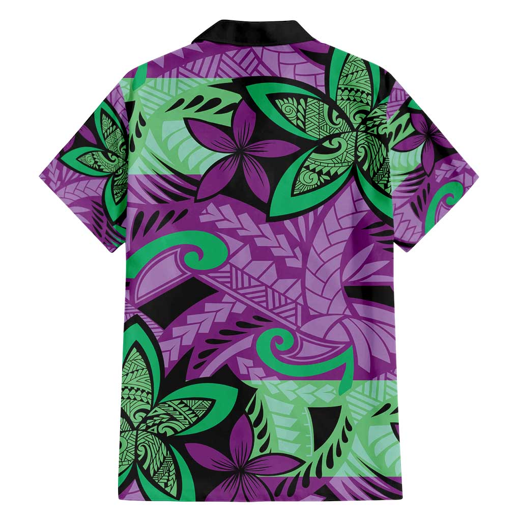 Plumeria Polynesian Pattern Family Matching Puletasi and Hawaiian Shirt Unique Fantasy Purple Green