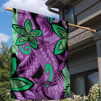 Plumeria Polynesian Pattern Garden Flag Unique Fantasy Purple Green LT01 - Polynesian Pride