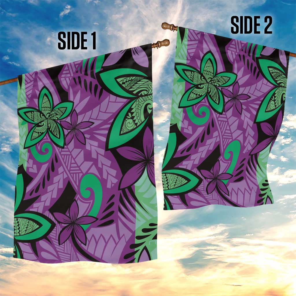 Plumeria Polynesian Pattern Garden Flag Unique Fantasy Purple Green LT01 - Polynesian Pride