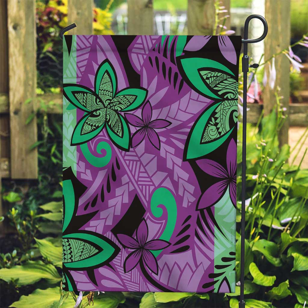 Plumeria Polynesian Pattern Garden Flag Unique Fantasy Purple Green LT01 Garden Flag Purple - Polynesian Pride