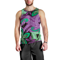 Plumeria Polynesian Pattern Men Tank Top Unique Fantasy Purple Green