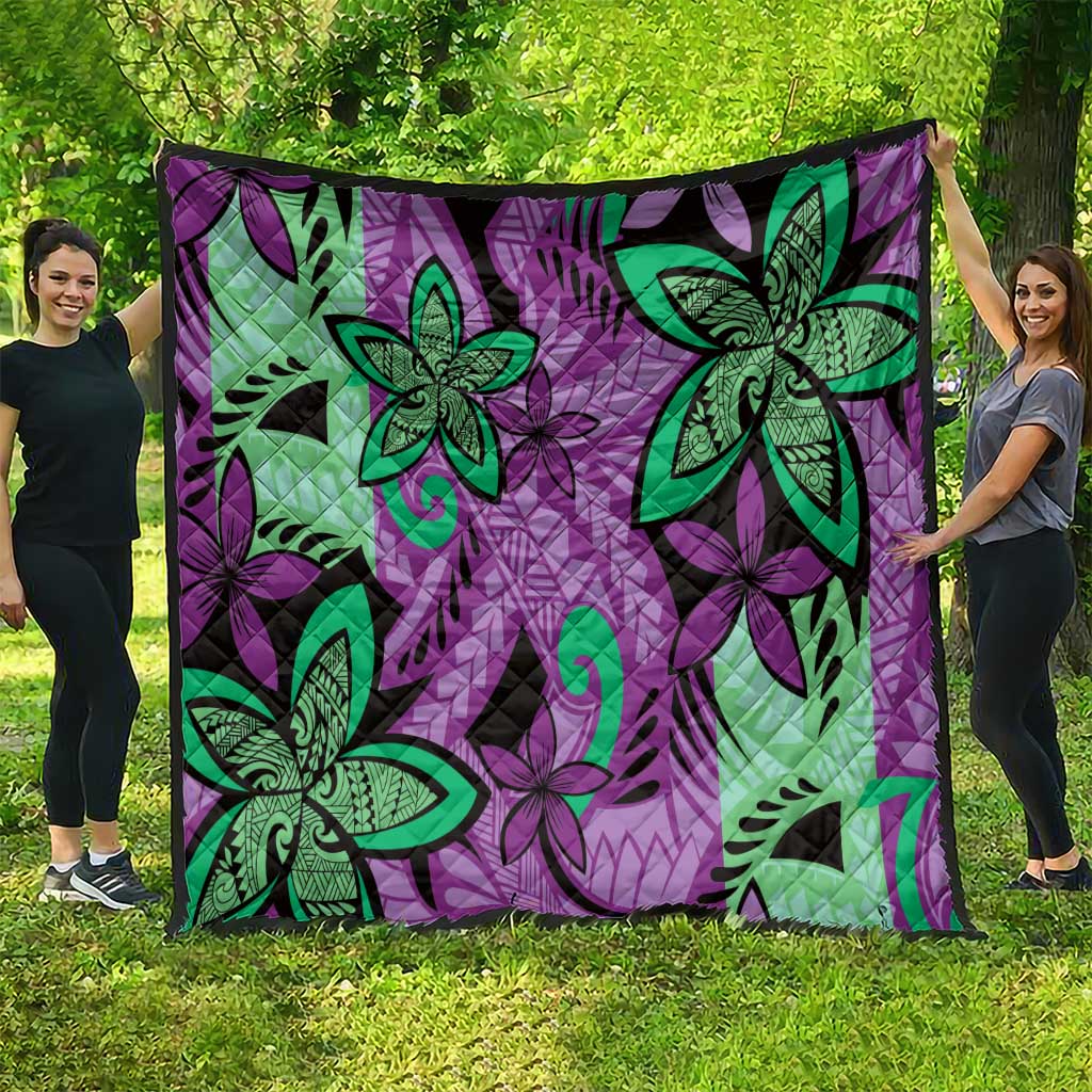 Plumeria Polynesian Pattern Quilt Unique Fantasy Purple Green LT01 - Polynesian Pride