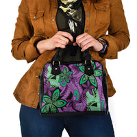 Plumeria Polynesian Pattern Shoulder Handbag Unique Fantasy Purple Green LT01 - Polynesian Pride