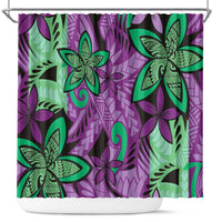 Plumeria Polynesian Pattern Shower Curtain Unique Fantasy Purple Green LT01 Purple - Polynesian Pride
