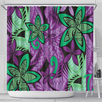 Plumeria Polynesian Pattern Shower Curtain Unique Fantasy Purple Green LT01 - Polynesian Pride