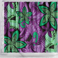 Plumeria Polynesian Pattern Shower Curtain Unique Fantasy Purple Green LT01 - Polynesian Pride