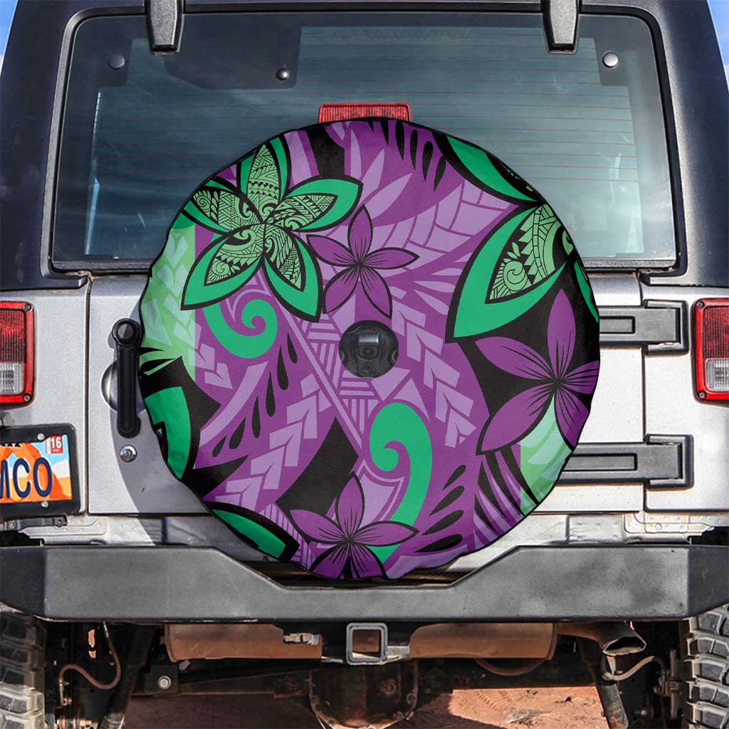 Plumeria Polynesian Pattern Spare Tire Cover Unique Fantasy Purple Green LT01 Purple - Polynesian Pride