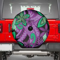 Plumeria Polynesian Pattern Spare Tire Cover Unique Fantasy Purple Green