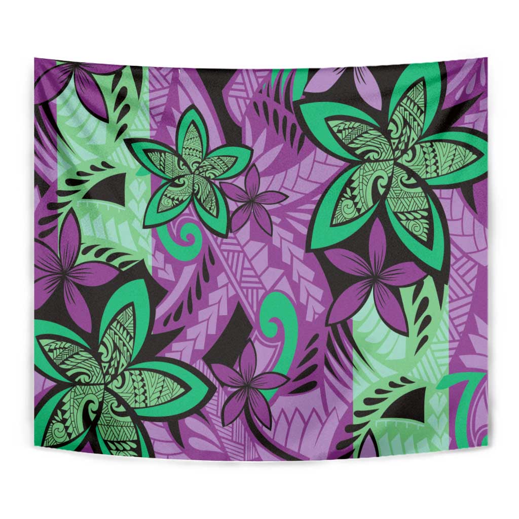 Plumeria Polynesian Pattern Tapestry Unique Fantasy Purple Green LT01 - Polynesian Pride