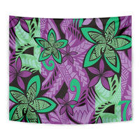 Plumeria Polynesian Pattern Tapestry Unique Fantasy Purple Green LT01 - Polynesian Pride