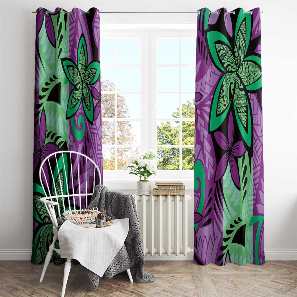 Plumeria Polynesian Pattern Window Curtain Unique Fantasy Purple Green