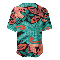 Plumeria Polynesian Pattern Baseball Jersey Unique Fantasy Teal Orange