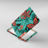 Plumeria Polynesian Pattern Canvas Wall Art Unique Fantasy Teal Orange