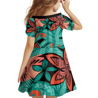 Plumeria Polynesian Pattern Family Matching Mermaid Dress and Hawaiian Shirt Unique Fantasy Teal Orange LT01 - Polynesian Pride