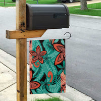 Plumeria Polynesian Pattern Garden Flag Unique Fantasy Teal Orange LT01 - Polynesian Pride