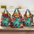 Plumeria Polynesian Pattern Grocery Bag Unique Fantasy Teal Orange