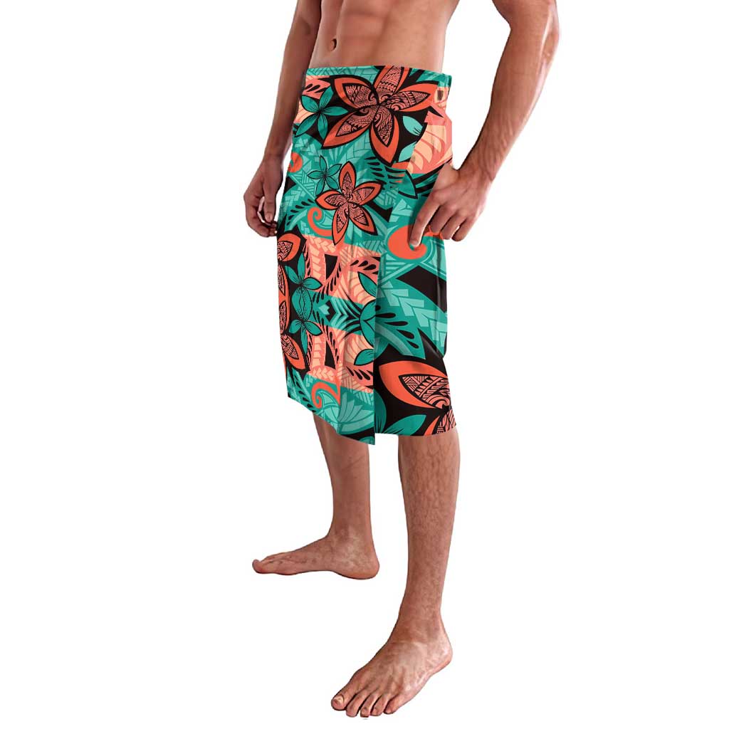 Plumeria Polynesian Pattern Lavalava Unique Fantasy Teal Orange