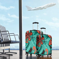 Plumeria Polynesian Pattern Luggage Cover Unique Fantasy Teal Orange LT01 - Polynesian Pride