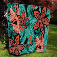 Plumeria Polynesian Pattern Quilt Unique Fantasy Teal Orange LT01 - Polynesian Pride