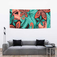 Plumeria Polynesian Pattern Tapestry Unique Fantasy Teal Orange LT01 - Polynesian Pride