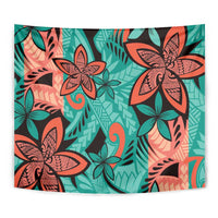 Plumeria Polynesian Pattern Tapestry Unique Fantasy Teal Orange LT01 - Polynesian Pride