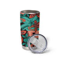Plumeria Polynesian Pattern Tumbler Cup Unique Fantasy Teal Orange LT01 - Polynesian Pride