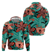 Plumeria Polynesian Pattern Zip Hoodie Unique Fantasy Teal Orange LT01 - Polynesian Pride