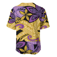 Plumeria Polynesian Pattern Baseball Jersey Unique Fantasy Yellow Purple