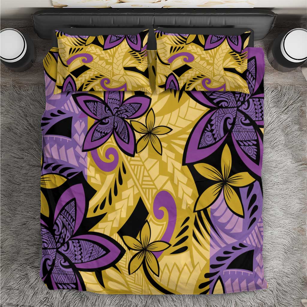 Plumeria Polynesian Pattern Bedding Set Unique Fantasy Yellow Purple LT01 Yellow - Polynesian Pride