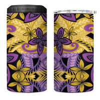 Plumeria Polynesian Pattern 4 in 1 Can Cooler Tumbler Unique Fantasy Yellow Purple LT01 One Size: 16 oz Yellow - Polynesian Pride