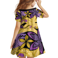 Plumeria Polynesian Pattern Family Matching Off The Shoulder Long Sleeve Dress and Hawaiian Shirt Unique Fantasy Yellow Purple